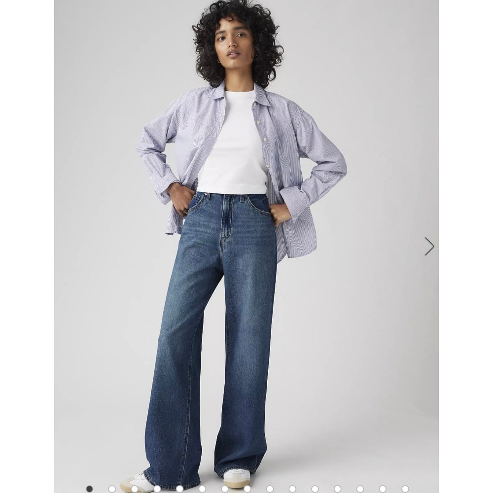 Levi's Cinch Baggy Jeans Blue Wide Leg High Rise Denim Womens Size 25 x 31